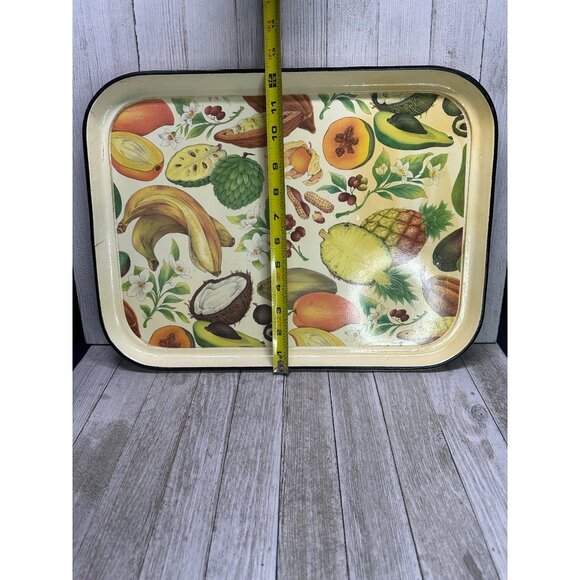 Vintage Wooden Serving Tray Fruit Italy Made Decorative Platter 16.5" x 12.5" - Picture 2 of 7